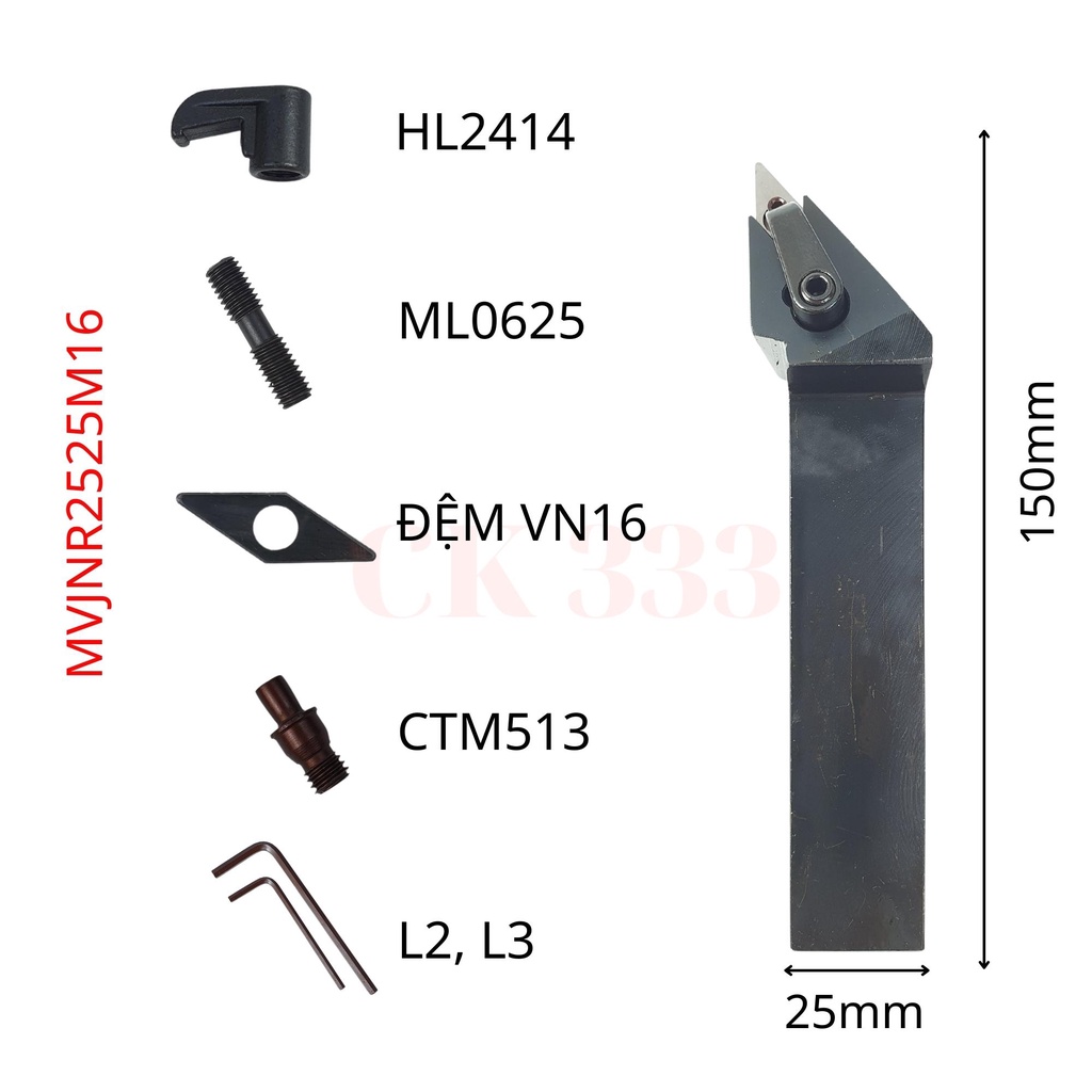 CÁN DAO TIỆN CNC 16 20 25 MVJNR1616K16 , MVJNR2020K16 , MVJNR2525M16 TIỆN GÓC 93 ĐỘ LẮP MẢNH VN16