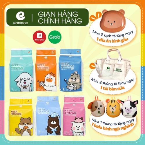 COMBO 3 Tã Bỉm Dán ENBLANC KEEP FRIENDS Size S40 Hàn Quốc Siêu Thoáng Mát, Thấm Hút dành cho trẻ sơ sinh