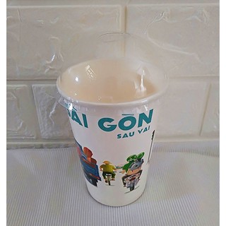 50 Ly Giấy In Hình Sài Gòn 16oz – 480 ml Có Nắp | Ly giấy cafe | Ly giấy 500ml | Ly giấy đựng cà phê | Cốc giấy