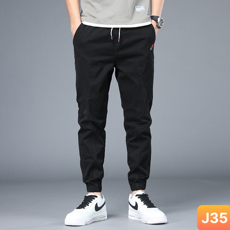 Quần jogger nam túi hộp bo chân màu đen không rách chất kaki cao cấp co dãn 4 chiều, quần baggy thể thao nam LAVADO12