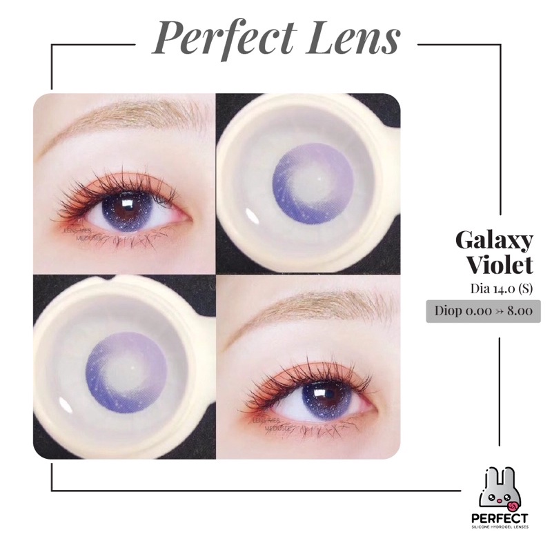 Lens Mắt , Kính Áp Tròng GALAXY VIOLET  Không Độ , DIA 14.0 , Cho Nhạy Cảm Giá Sale