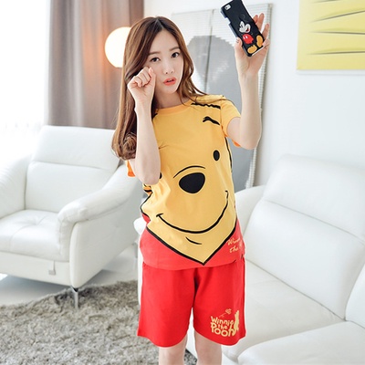 Đồ ngủ đôi nam nữ thời trang hoạt hình dễ thương, bộ đồ mặc nhà bằng vải cotton
