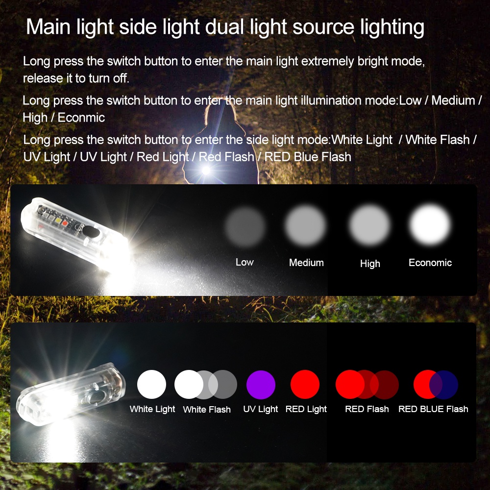 Móc Khóa Đèn Pin LED Mini Sạc Nhanh Chống Nước Có Nam Châm Cho Hoạt Động Ngoài Trời
