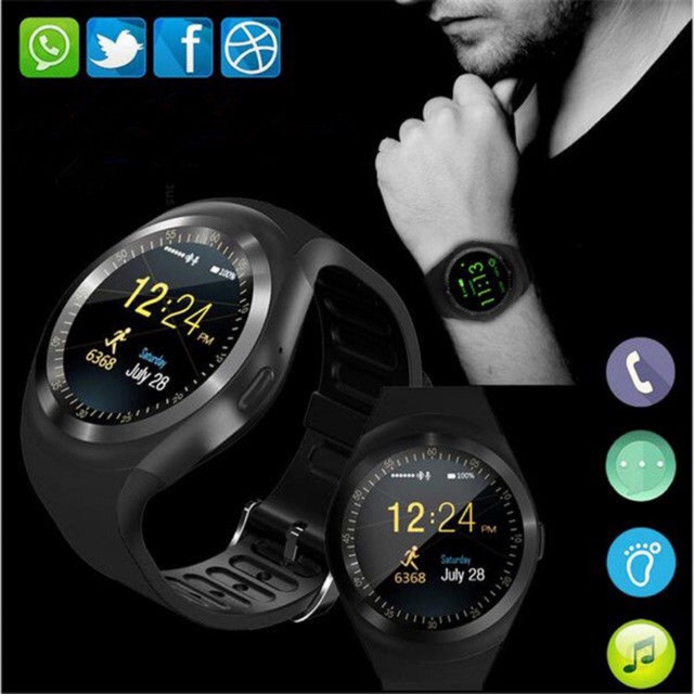 Đồng Hồ Thông Minh Y1 Có Kết Nối Bluetooth Reloj Relogio 2g Gsm Sim App Mp3 Cho Apple Iphone Android Phones Pk Dz09 Kw18