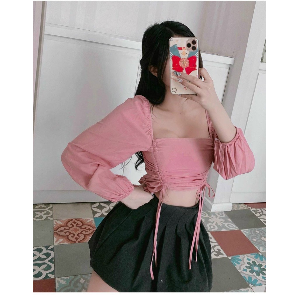 ÁO CROP RÚT DÂY (KÈM HÌNH THẬT)