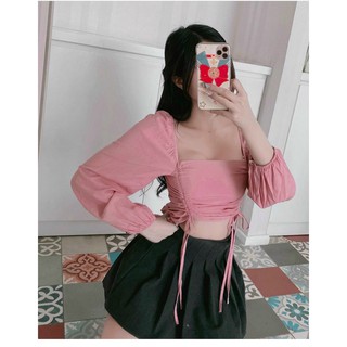 ÁO CROP RÚT DÂY (KÈM HÌNH THẬT)