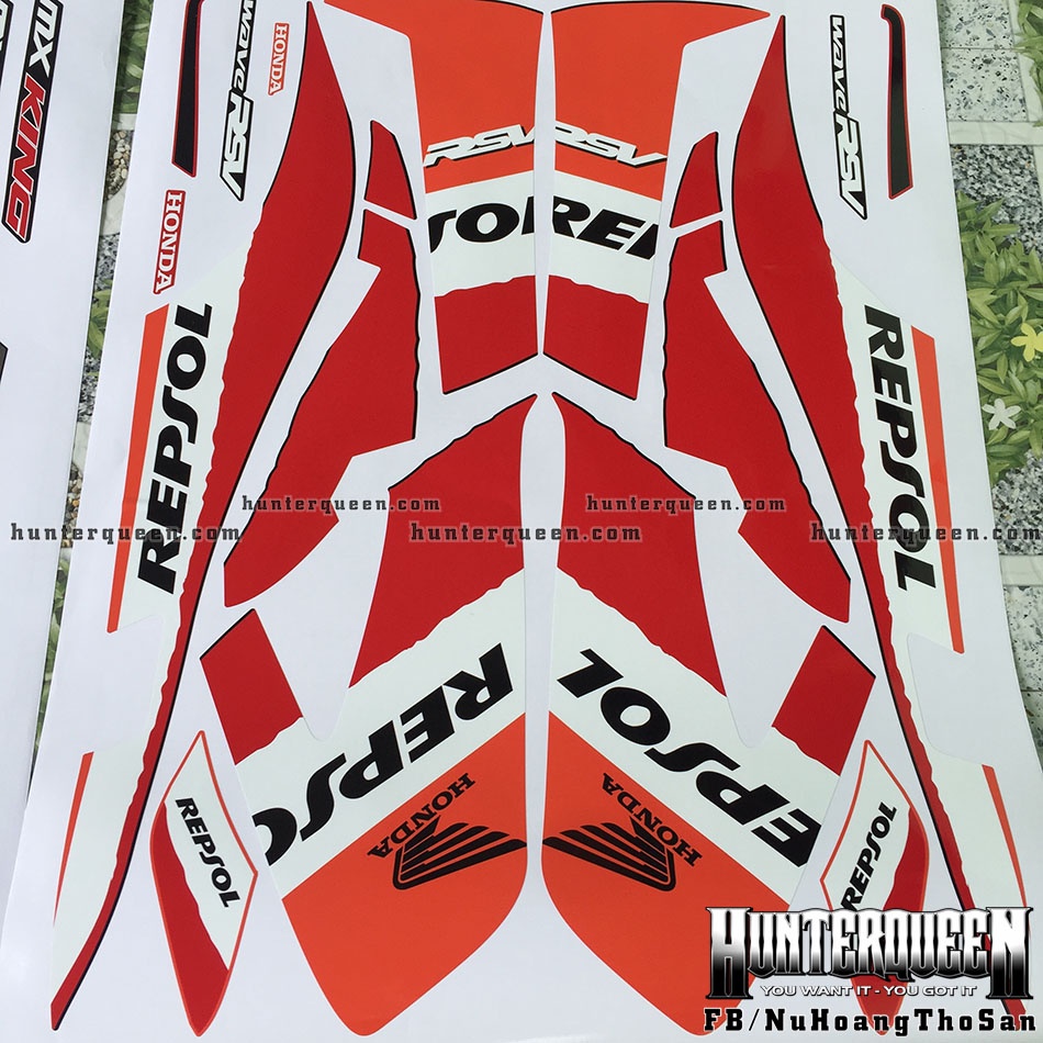 Tem rời dán xe WAVE RSX 2008 đỏ đen. Chất liệu decal cao cấp không bay màu