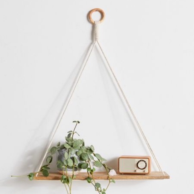 Kệ gỗ kèm dây treo (kệ 50x15)