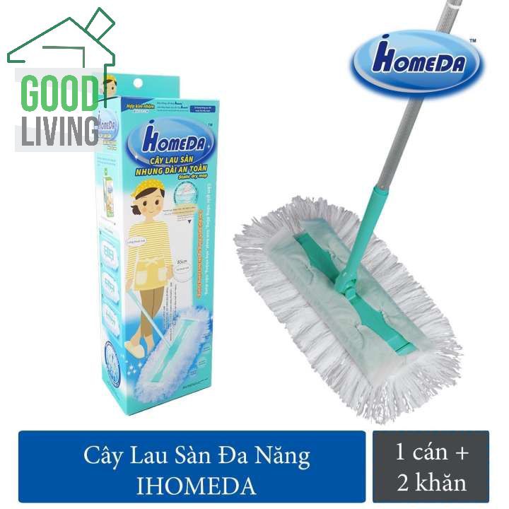 Cây Lau Sàn Hút Bụi Đa Năng Thông Minh, An Toàn iHomeda-  (1 Cán + 2 Bông)