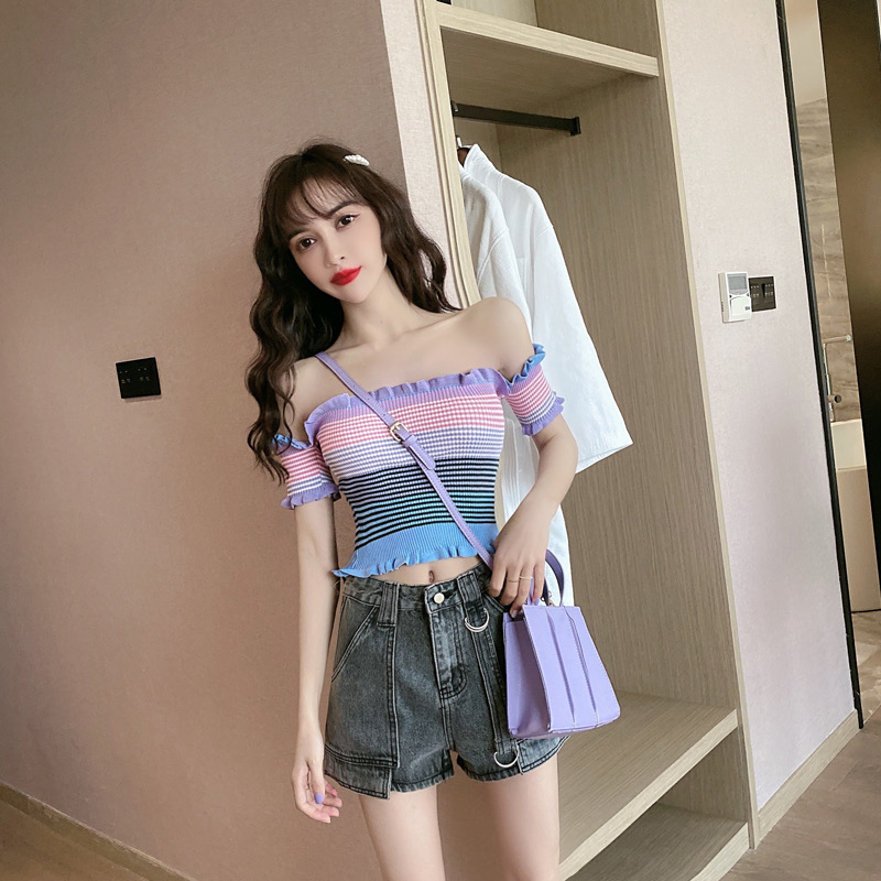 Áo thun croptop tay ngắn phong cách Hàn Quốc dành cho nữ