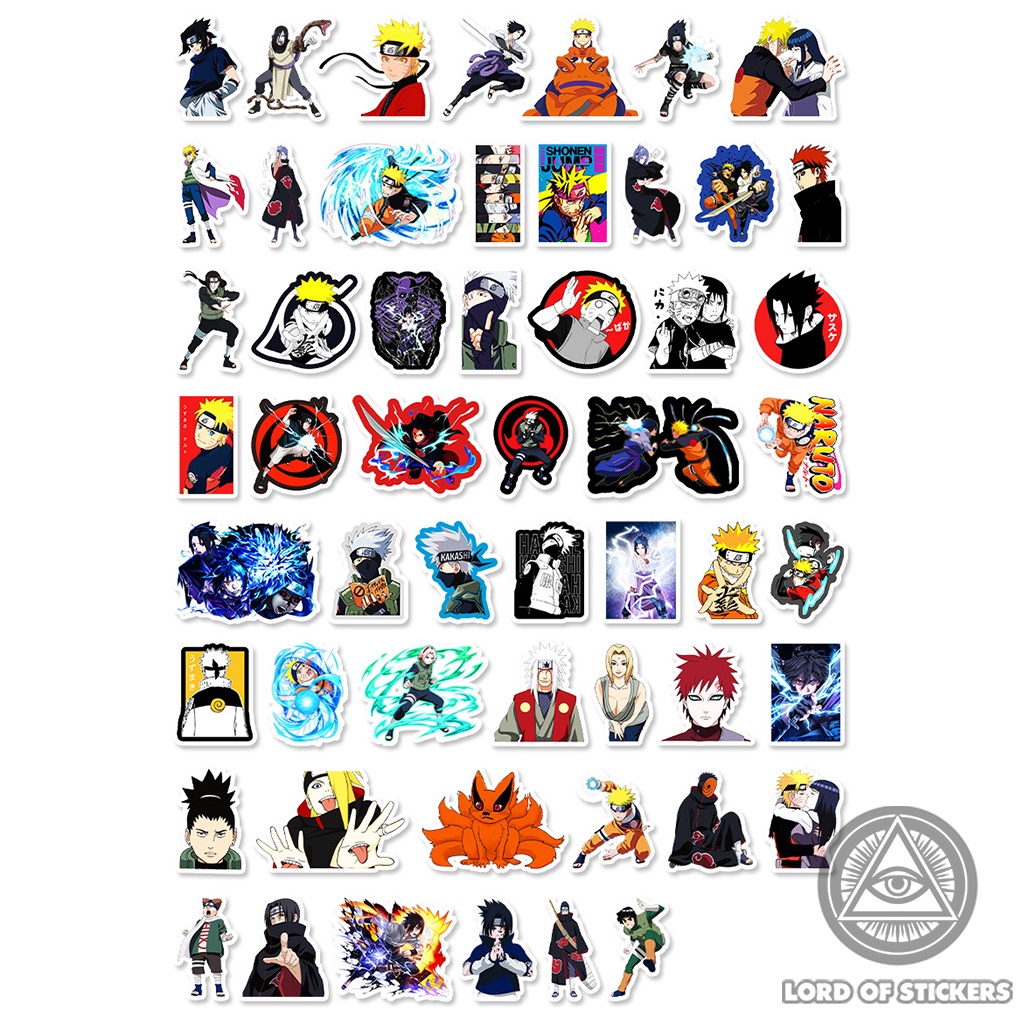 Set 54 Sticker Naruto Hình Dán Nhân Vật Truyện Tranh Anime Manga Trang Trí Mũ Nón Bảo Hiểm, Ván Trượt, Laptop, Vali, Sổ