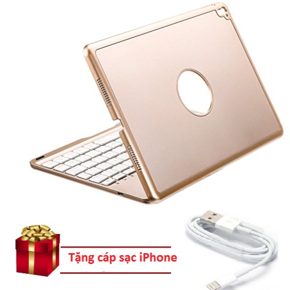 Bàn phím Bluetooth kiêm ốp lưng cho iPad Air 2 (Gold) tặng cáp sạc iPhone