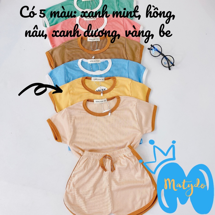 Bộ quần áo bé trai bé gái cộc tay cotton tăm mềm mịn thấm hút mồ hôi cho trẻ 7-17kg