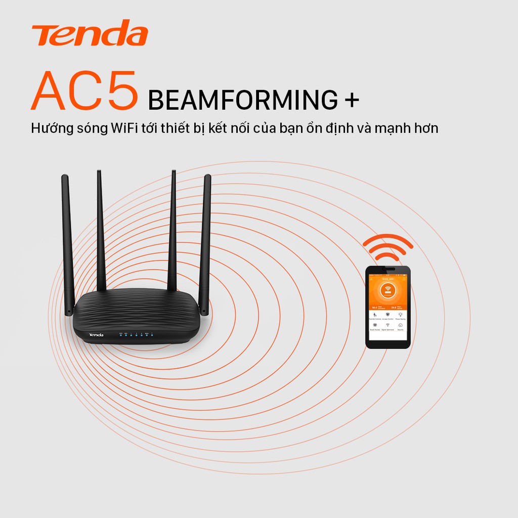 [Mã ELBAU5 giảm 5% tối đa 500K] Tenda Thiết bị phát Wifi AC5 Chuẩn AC 1200Mbps - Hãng phân phối chính thức | BigBuy360 - bigbuy360.vn