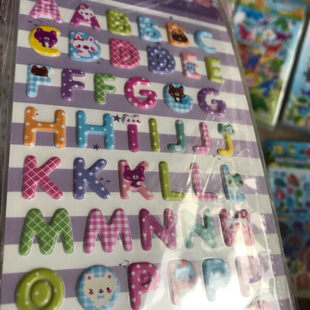 Sỉ 20 tờ dán sticker nổi 3D bằng nhựa trang trí sách vở, máy tính, đồ dùng học tập