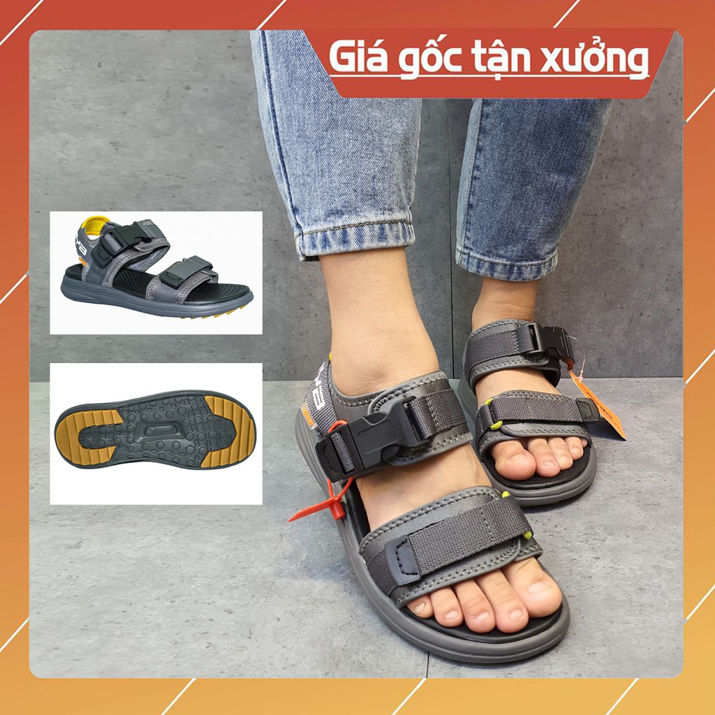 Sandal Vento nam nữ SD-NB38 Grey Yellow (Xám) - sandal kết hợp quai dán và quai bấm linh hoạt