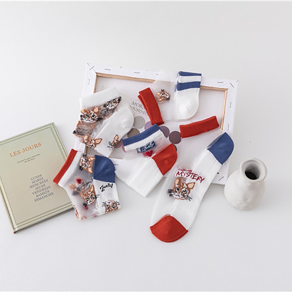 Tất Cotton Mỏng In Hình Mèo Hoạt Hình Thời Trang Cho Nữ 2life