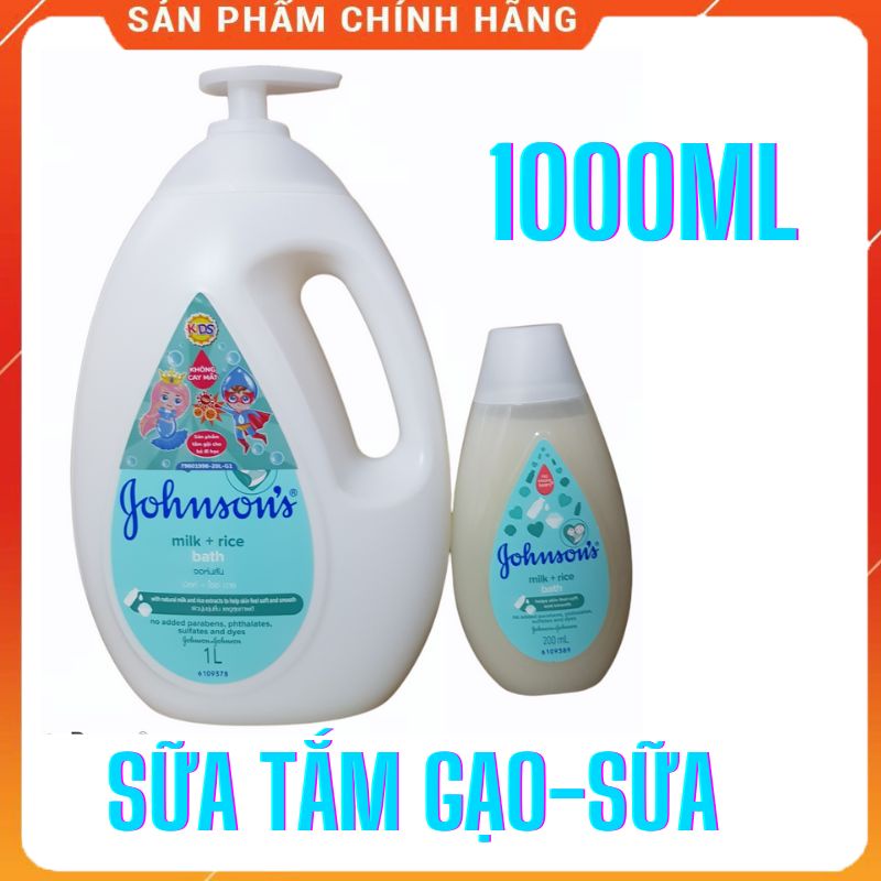 Sữa tắm chứa sữa và gạo cho bé Johnson's chai 1000ml