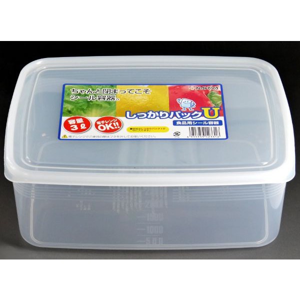 Hộp nhựa đựng thực phẩm hình chữ nhật 3 lít, có vạch chia mililit, sx tại Nhật. 21x15.6cm cao 8.1cm. H316
