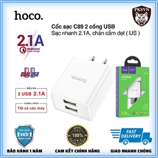Củ sạc nhanh c89 chống cháy nổ - cốc sạc nhanh 2 cổng usb sạc nhanh 2.1a max chân cắm tiêu chuẩn us - bh 12 tháng