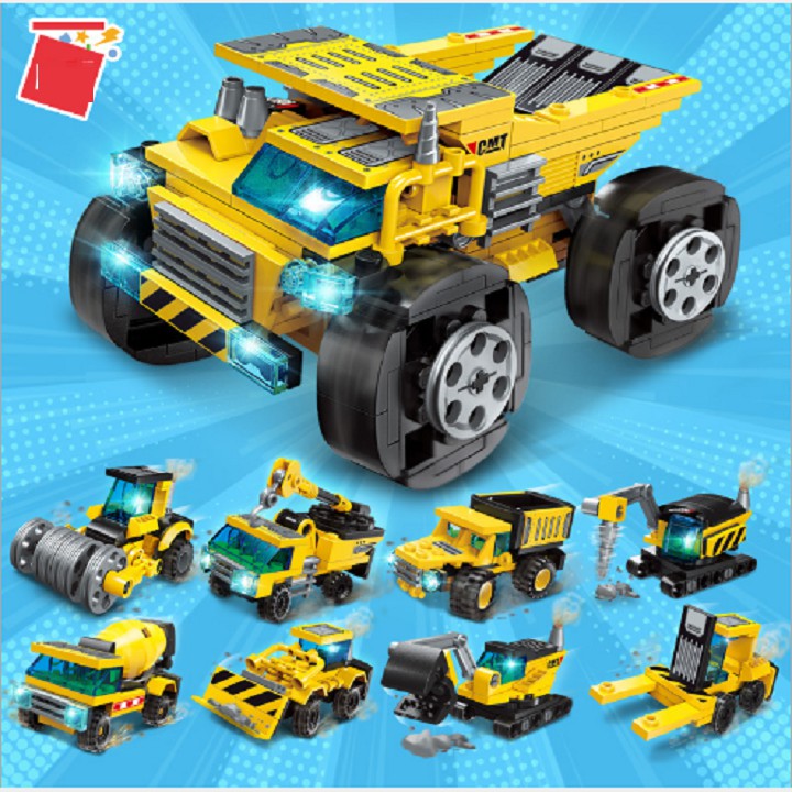 Bộ đồ chơi lắp ráp kiểu lego Qman 8 trong 1 1806 mô hình xe xây dựng