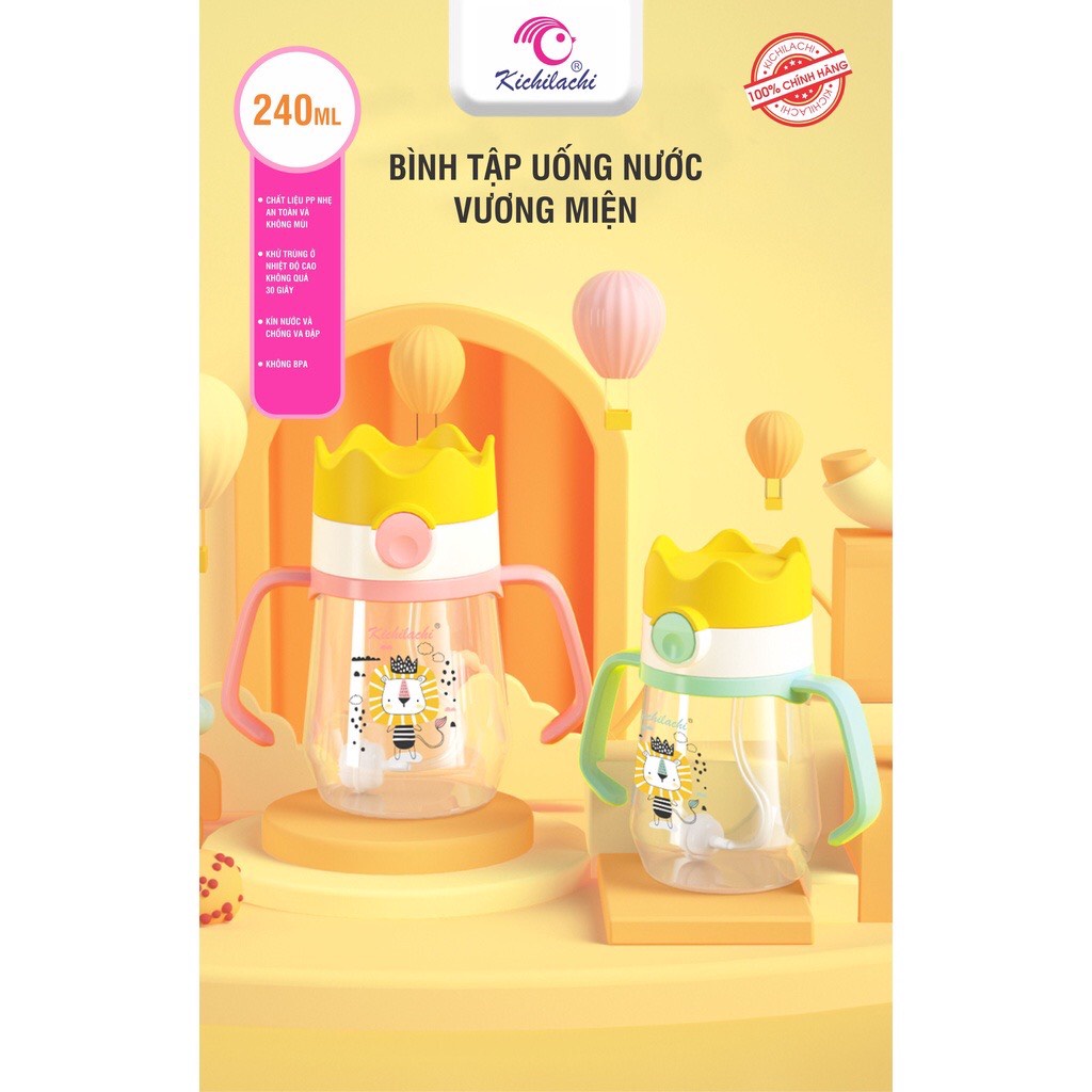 Bình tập uống Kichilachi PP 240ml hình vương miện