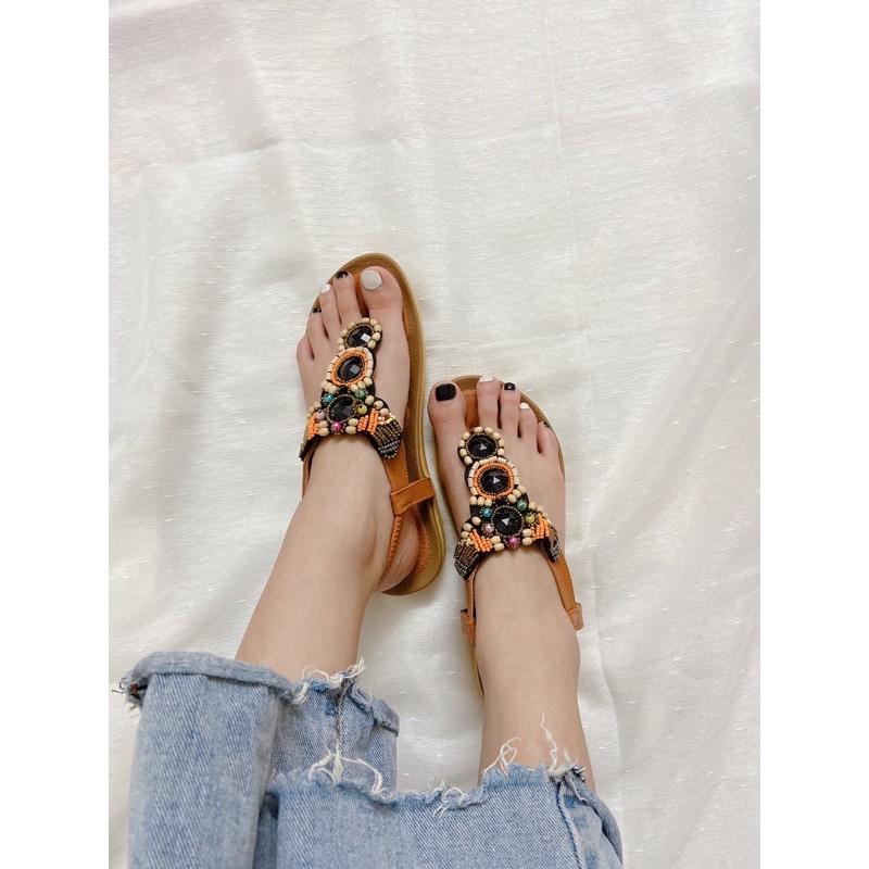 sandal xỏ ngón đế bệt có quai hậu co giãn