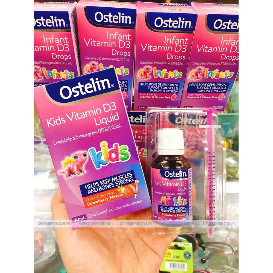 Vitamin D3 Ostelin kid liquid 20ml và Ostelin Infant Drop 2,4ml bổ sung cho trẻ