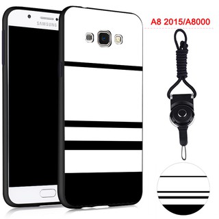 Ốp điện thoại bằng chất liệu silica gel kèm giá đỡ và dây đeo cho Samsung Galaxy A8 2015/A8000