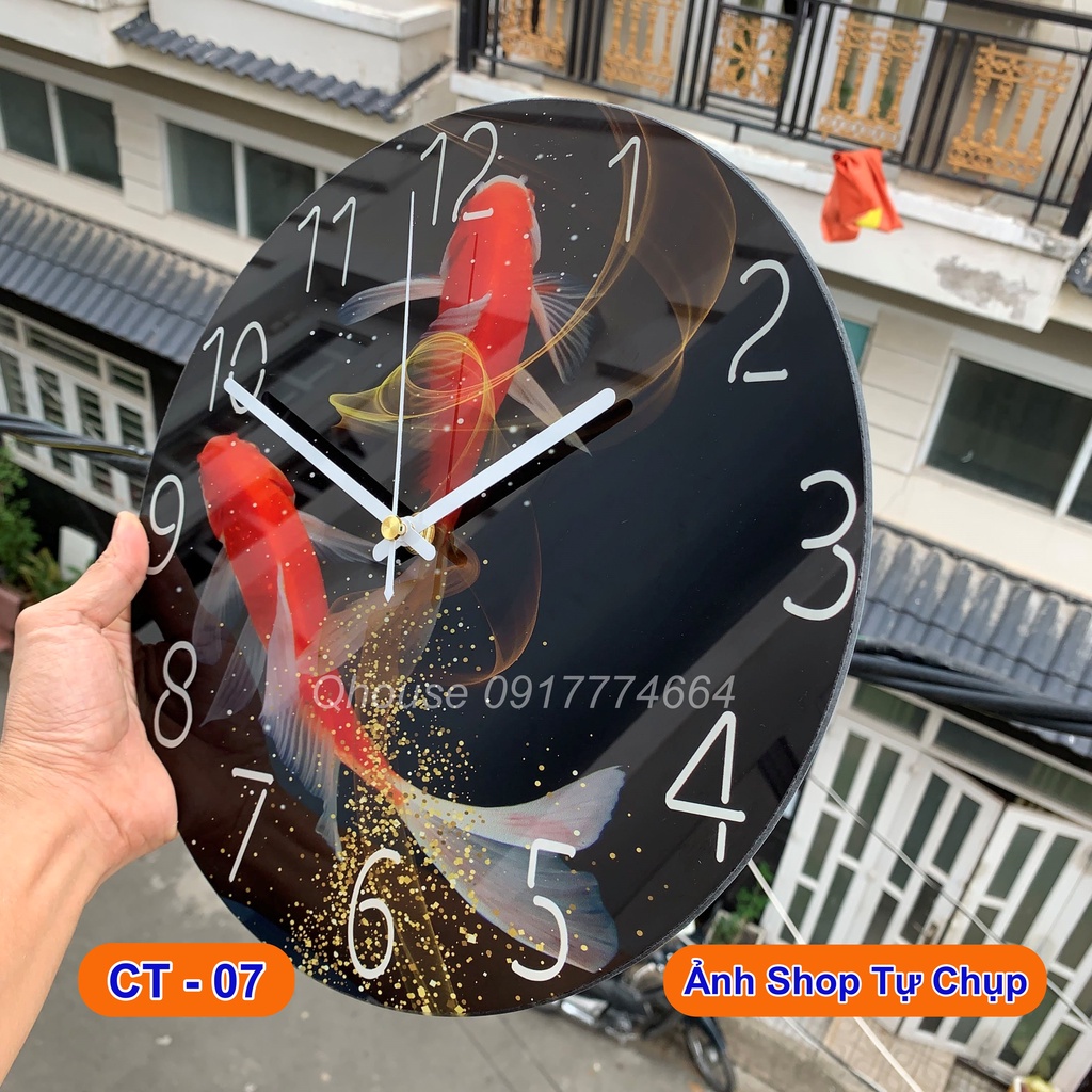 Đồng hồ treo tường đẹp, Đồng hồ decor máy kim trôi kính cường lực cao cấp Qhouse 30 cm và 35 cm