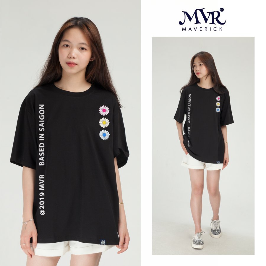 Áo Thun Phông Unisex In Hình Hoa Cúc Base On Saigon 2019 MVR Full Tag Oversize MVR KK3743