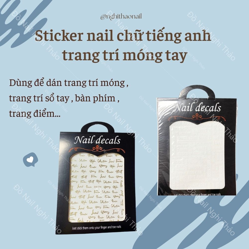 Sticker nail chữ tiếng anh trang trí móng