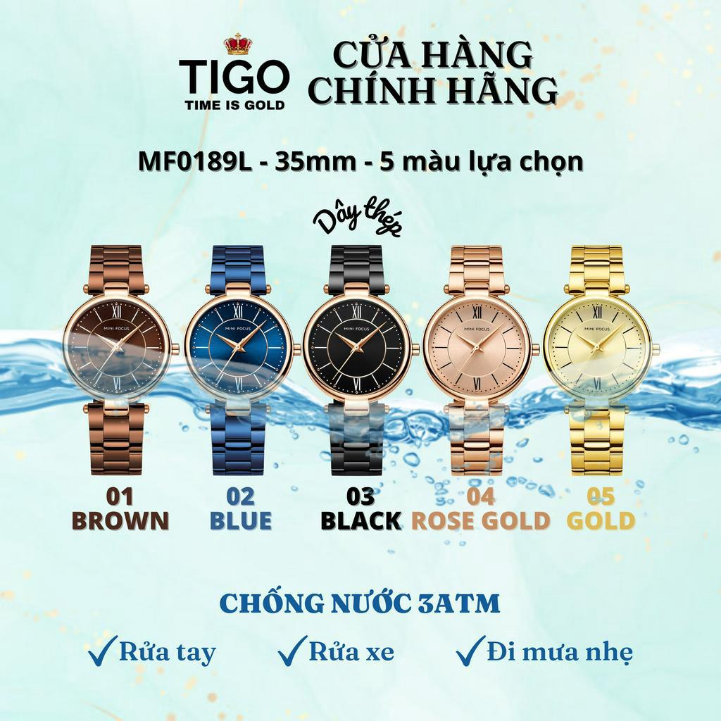 Đồng Hồ Nữ MINI FOCUS MF0189L.04 Dây Thép Vàng Hồng Viền Thép Không Gỉ Cao Cấp Mặt Tròn Đường Kính 35mm Chống Nước