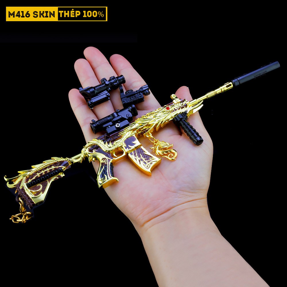 Mô Hình PUBG M416 Skin Ultimate Dragon Tặng Kèm 3 Scope Và Kệ Trưng Bày 19cm