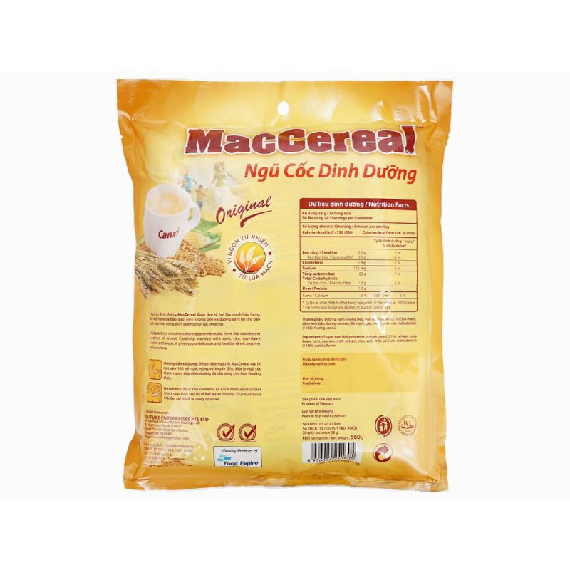 Ngũ Cốc Dinh Dưỡng MacCereal Canxi 20 gói 560g