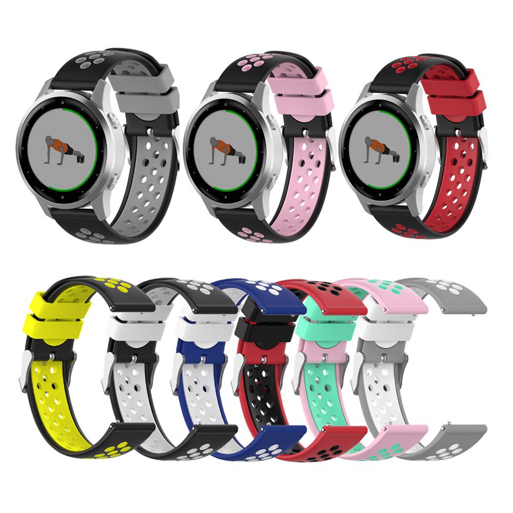 Dây Đeo Thay Thế Bằng Silicone Thoáng Khí Hai Màu Cho Garmin Vivoactive 4S 4 18mm 22mm Garmin Vivoactive4 Vivoactive4S
