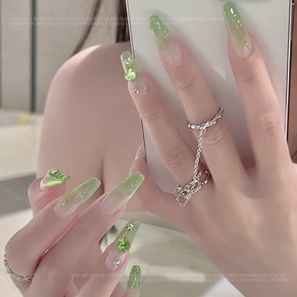 Bột Tráng Gương Màu Xanh Lá / Hồng Tươi Tắn Trang Trí Móng Nghệ Thuật DIY