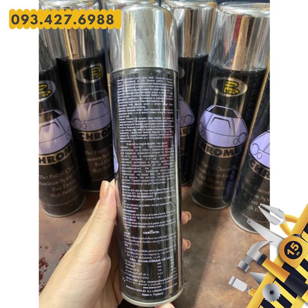 Sơn Xịt Nạ Inox Chrome Bosny ⚜️  Inox Mờ Nhám ⚜️ Hàng Chính Hãng