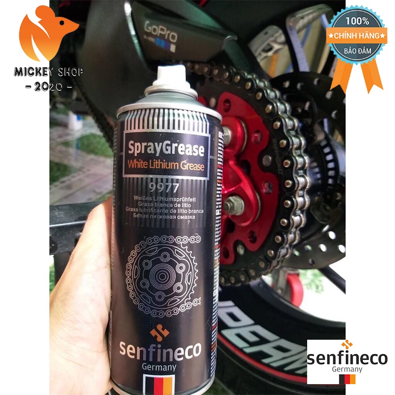 Mỡ Bò Trắng Lithium Dạng Xịt Senfineco 9977 – 450ML Spray Grease White Lithium Grease - CHÍNH HÃNG