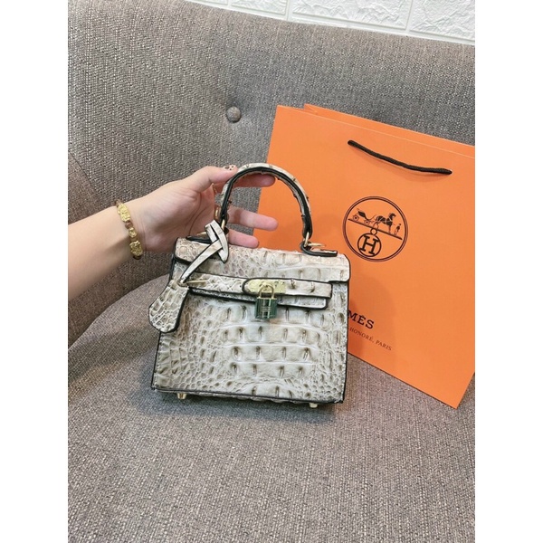 TÚI XÁCH HM BIRKIN SIZE 21 DA CÁ SẤU VỀ 3 MÀU: ĐEN, HỒNG , GHI ĐÁ