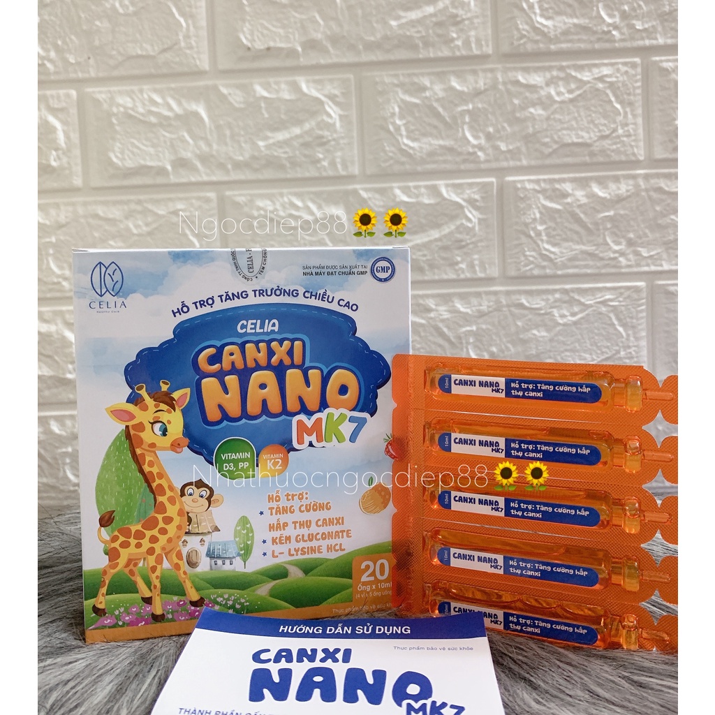 Celia Canxi Nano Mk7 phát triển chiều cao, kích thích ăn ngon, cho xương chắc khoẻ hộp 20 ống