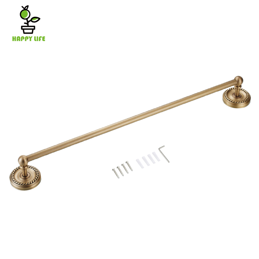 [whdog]1 piece Home Hotel Bathroom Antique 610mm Wall Single Towel Rail Rack Bar Round Robe Holder