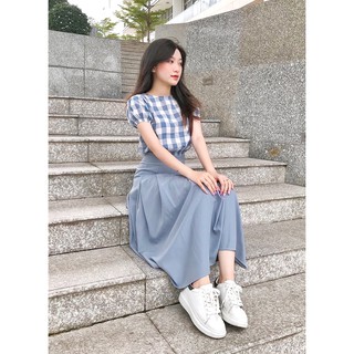 ÁO CROPTOP LINEN HOLYMOLY, NỮ TÍNH, CARO TAY NGẮN [FREESIZE]