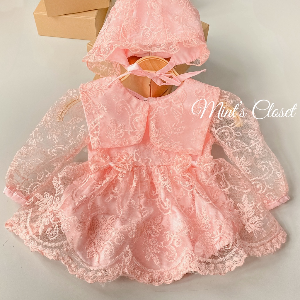 Váy voan bé gái sơ sinh kèm nón MINTSCLOSET Mint's Closet màu kem 1 2 3 tuổi - BV7026 - BV7027 - BV7028