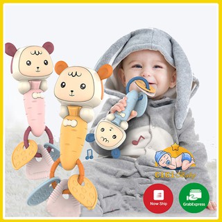 👑TẶNG KÈM PIN👑Gặm nướu hình carrot làm bằng nhựa ABS an toàn và silicon mềm mại có thể phát nhạc cho bé