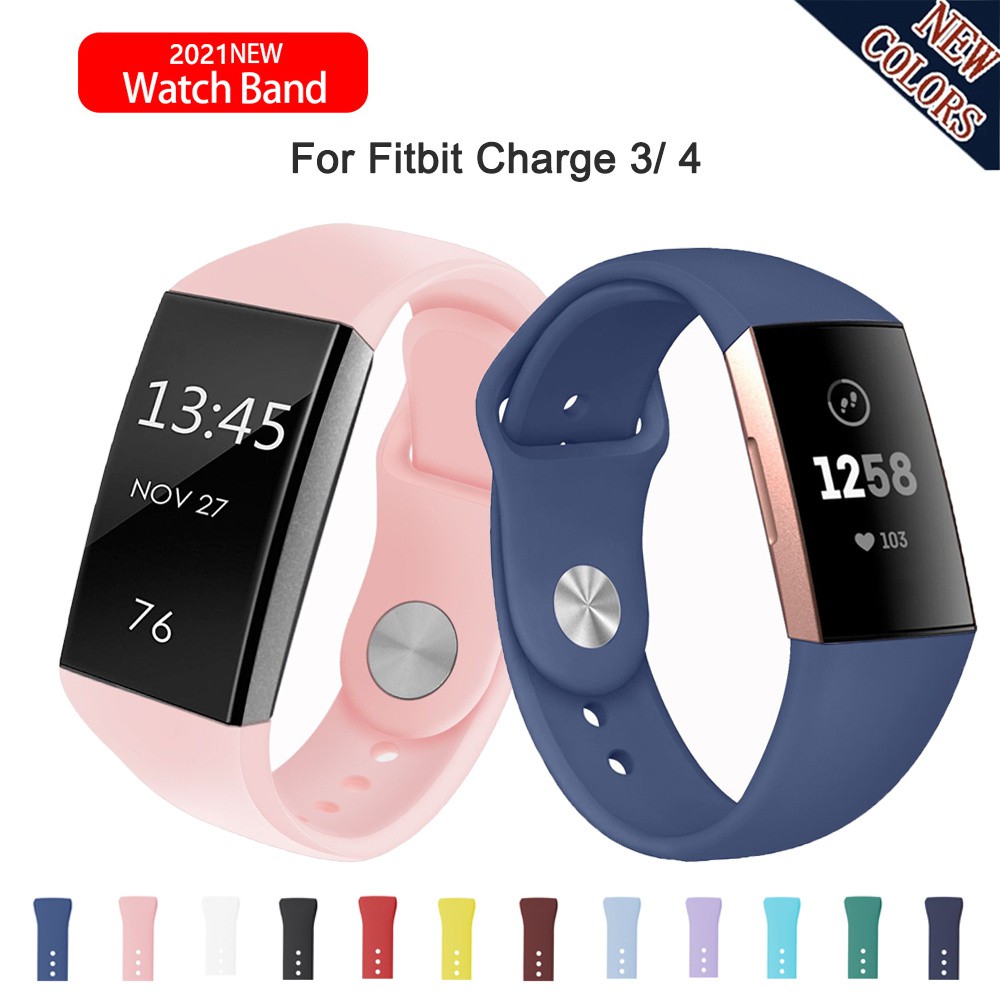 Dây Đeo Thay Thế Chất Liệu Silicon Màu Trơn Cho Fitbit Charge 3 / Charge 4