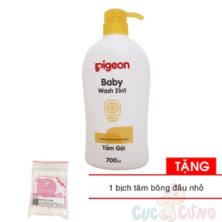 Sữa tắm gội Pigeon hoa hướng dương 700ml Tặng 1 gói tăm bông đầu nhỏ
