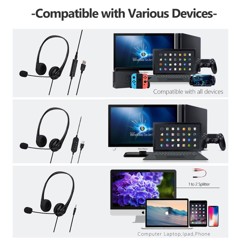 3.5mm/USB Interface Head-mounted Gaming Headset Laptop Computer PC Earphon With Microphone Wired Stereo Headphones besttoy. vn