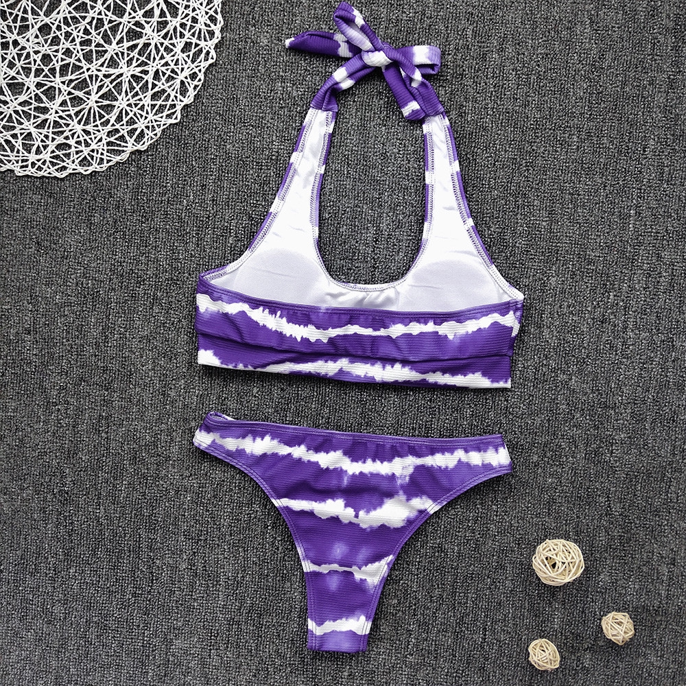 Women's Sexy Tie-Dye Lace Up High Cut Leg Print Bikini Set Two Piece Swimsuit | BigBuy360 - bigbuy360.vn