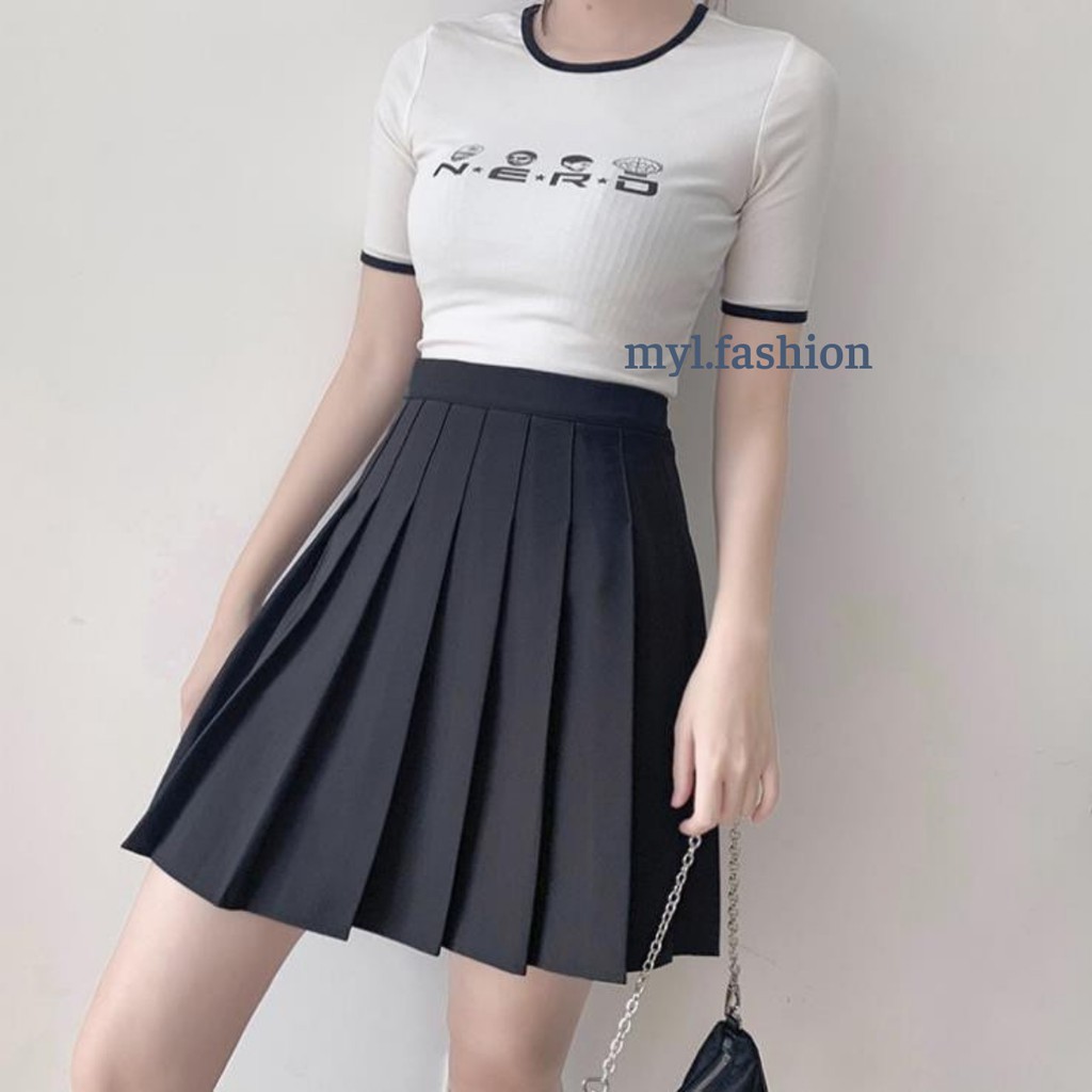 Chân váy ngắn - Chân váy tennis xếp ly cạp cao ghen bụng | BigBuy360 - bigbuy360.vn